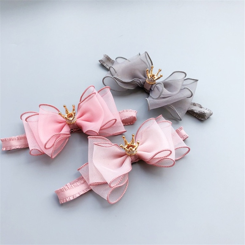Bebê meninas bowknot coroa bandana laço elástico princesa faixa de cabelo moda novo estilo crianças acessórios para o cabelo