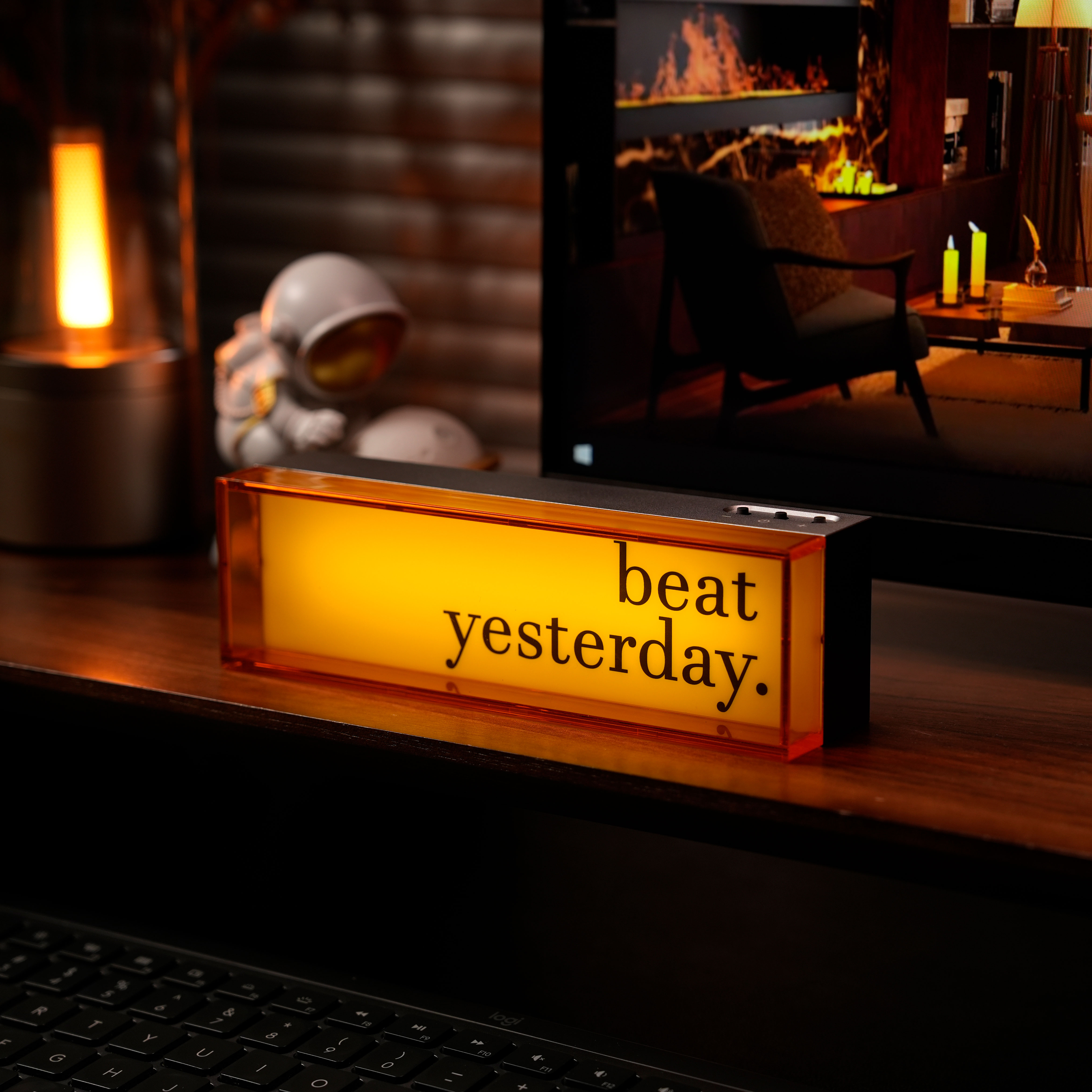 Caja de luz LED con adorno de luz ambiental, interfaz de USB-C, carga de tres niveles de brillo, decoración de habitación de deportes electrónicos para dormitorio y oficina: Rosa
