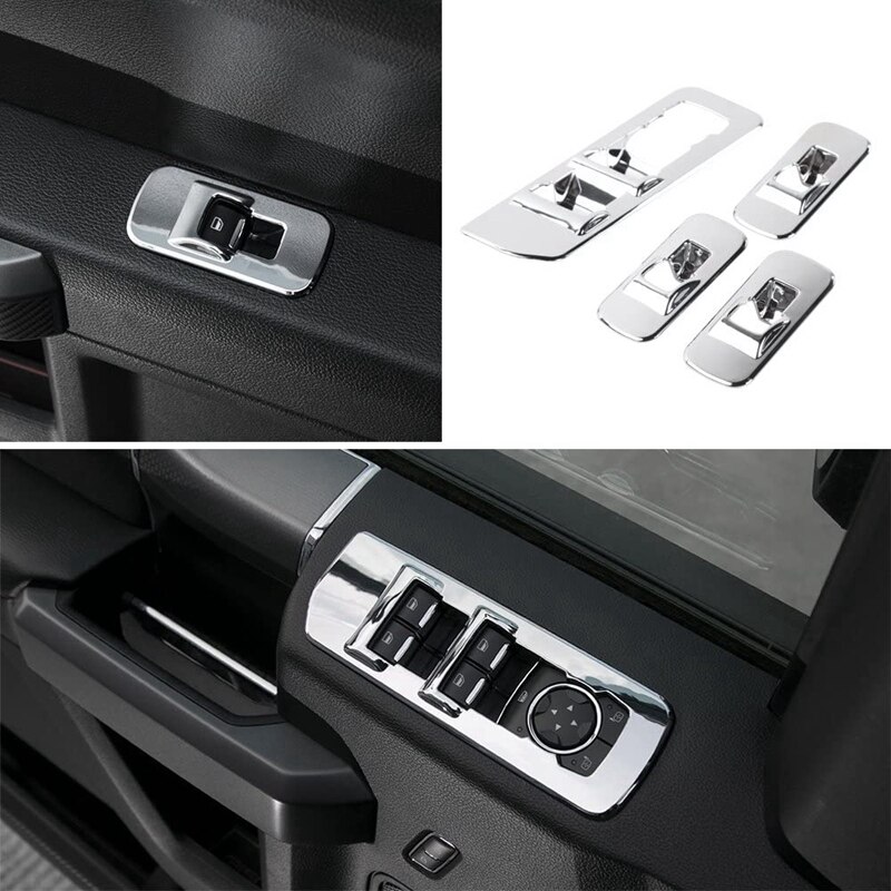 Auto Venster Lift Schakelaar Panel Decoratie Frame Cover Trim Venster Regulator Cover Accessoires Voor Ford Raptor F150 +