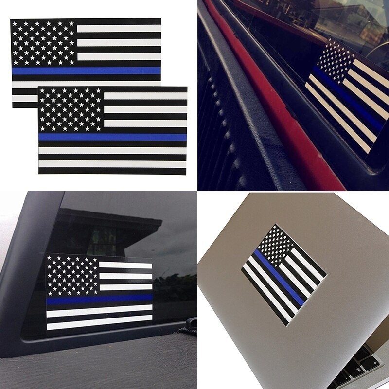 5 Pcs Politieman Dunne Blauwe Lijn Amerikaanse Vlag Decal Auto Computer Stickers Grafische