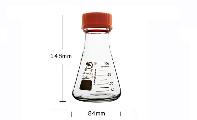 Glass Erlenmeyer Flask GL45 Screw Top Bottle 250ml 500ml Graduated Transparent Thread with Lid Bro 3.3