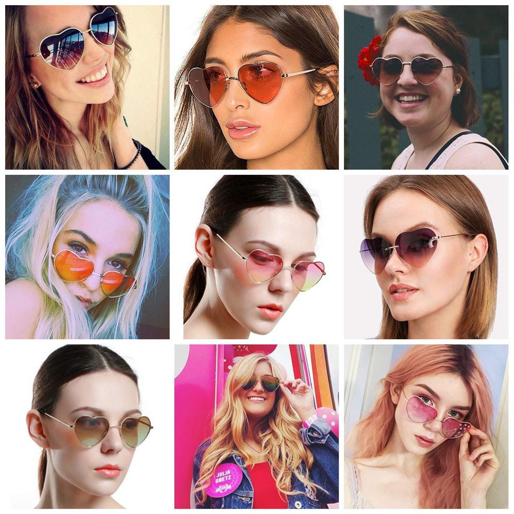 Metall Rahmen Frauen Herz Sonnenbrille Polarisierte Sonnenbrille modisch Herz-geformt Gläser Jahrgang UV400 Brillen