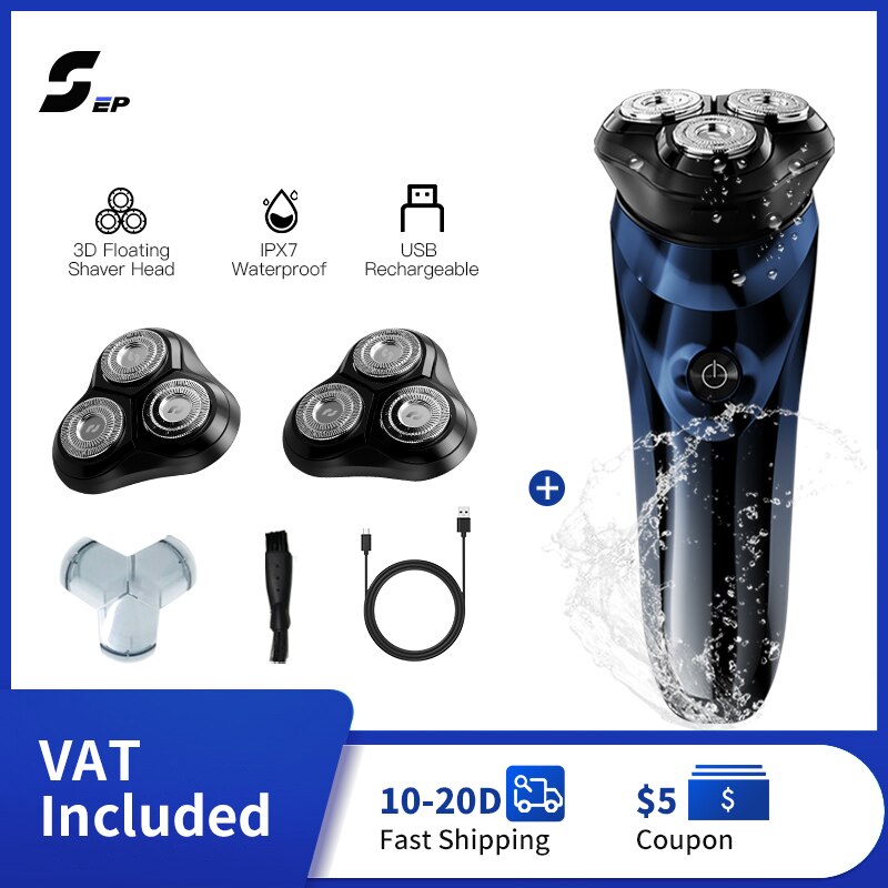 Electric Shaver 3D Floating Razor Rechargeable Shaving Machine Wet-Dry Dual Use Waterproof Fast Charging for Men Beard Trimmer