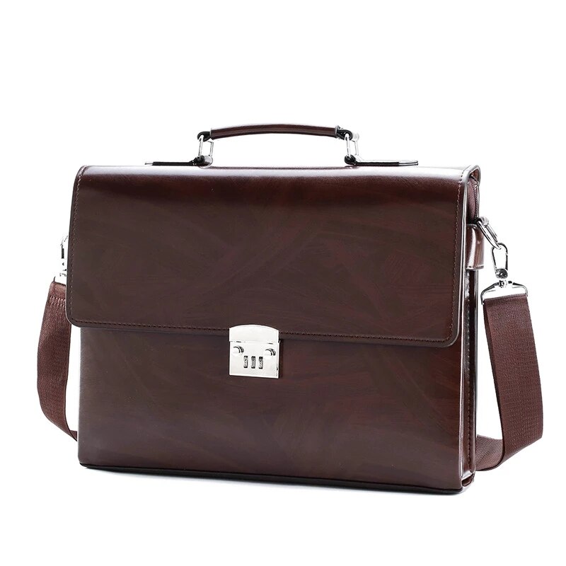 Bolso de mano de estilo ejecutivo para hombre, maletín de cuero sintético, estilo Retro, a la , con bloqueo de contraseña: 1
