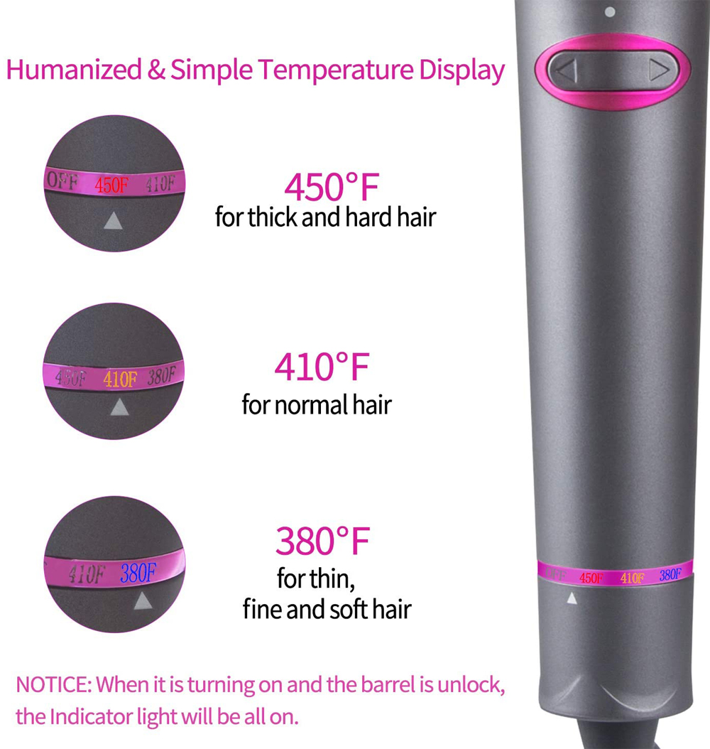 Rizador de pelo automático 3 en 1, rizador de pelo giratorio de cerámica para rizos y ondas, 230 ℃, Varita de onda de calentamiento rápido