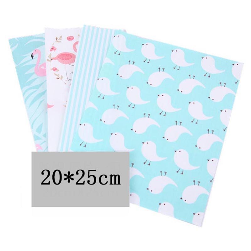 4 draps/ensemble 20x25CM coton Patchwork vêtements tissu accessoires de couture tissu d'impression florale matériel bricolage à la main couleur mélangée: 9 Blue Bird