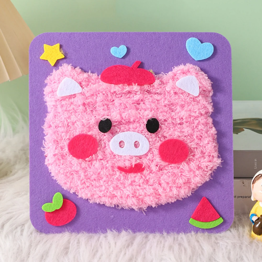 Handmade Wool Embroidery Children's Handmade Plush Sewing Board DIY Sewing Plush Animals Educational Craft Kit: Clear