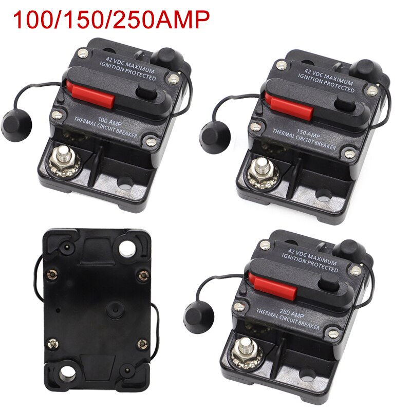 100 150 250 Amp Circuit Breaker Trolling Manual Reset Car Marine Trolling Motors Boat ATV Manual Power Protect Fuse 12V-48V DC