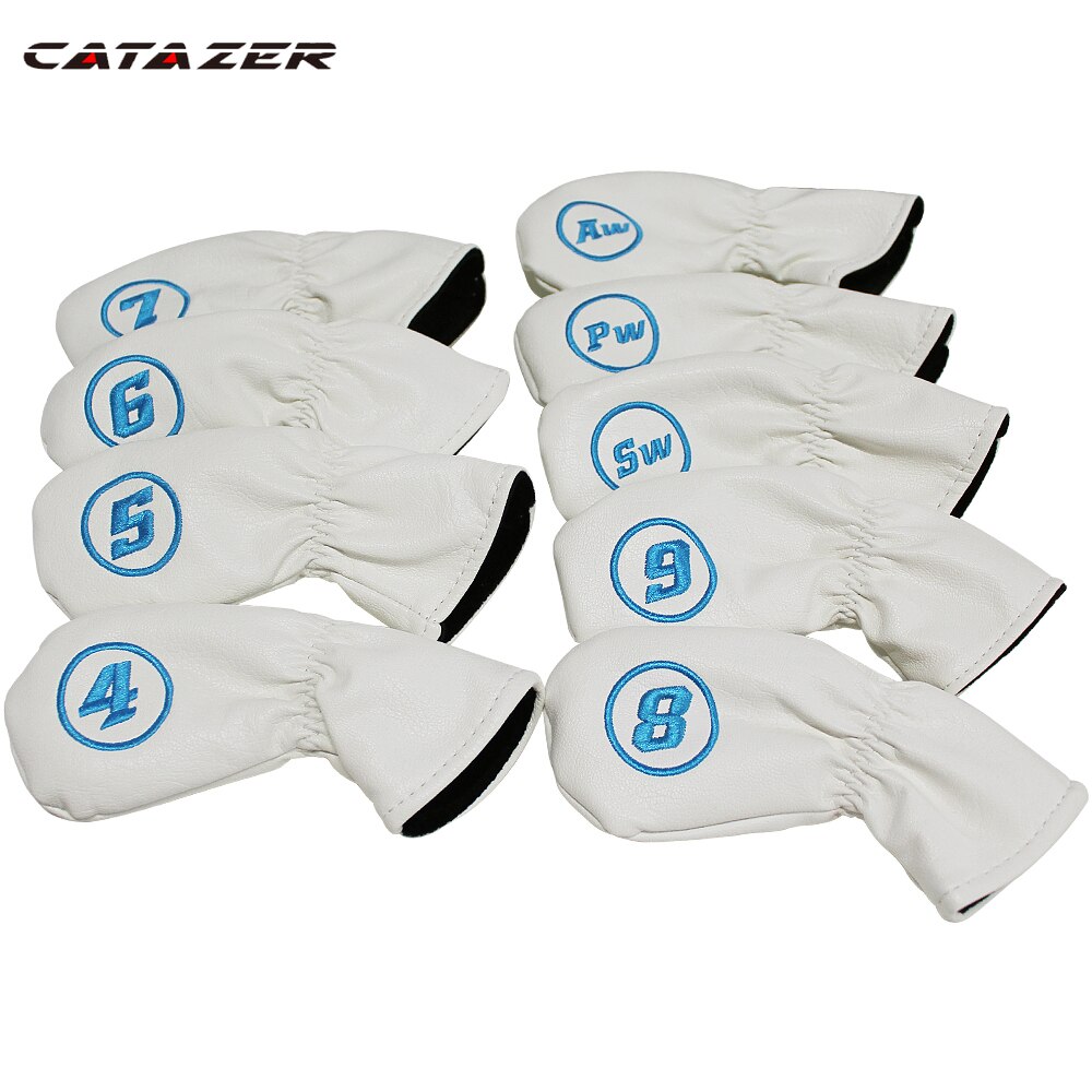 Catazer golfijzerhoezen waterdicht pu zacht pluizig binnenwerk puppy golfhoofdhoes voor ijzer 9 stuks/set golfhoofdhoezen