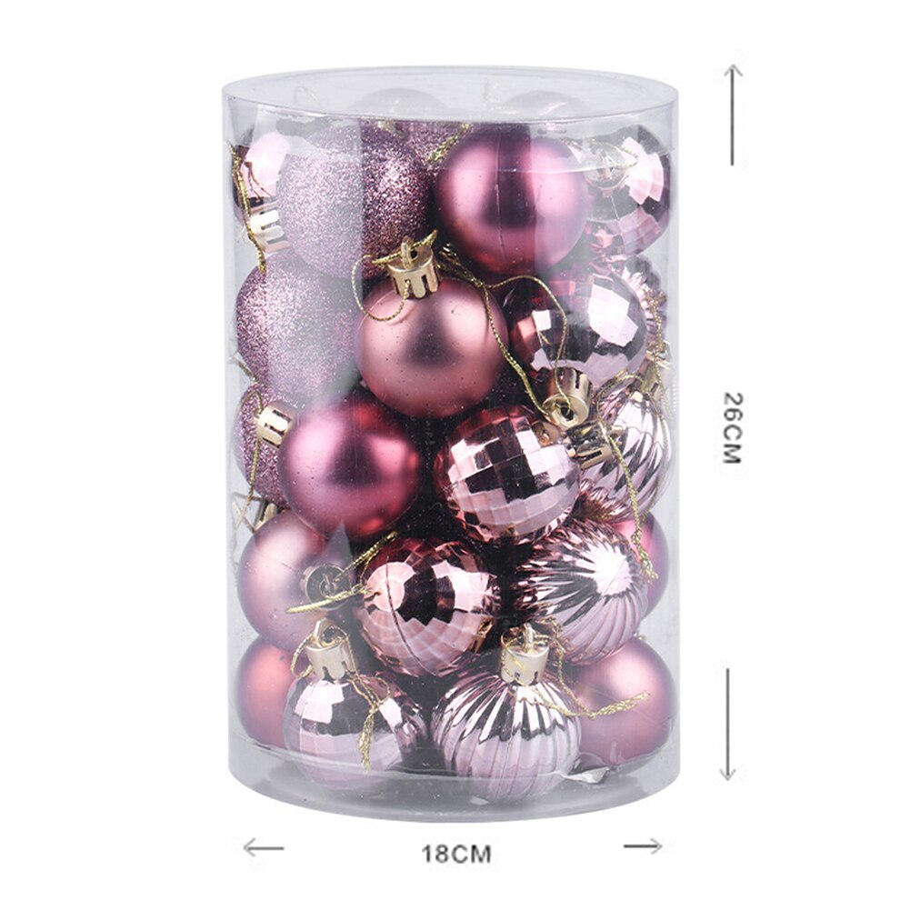 34 stuks kerstballen winkelcentrum plafond raam hangende bal ornament hanger kerstfeest kerstboomversiering: Roze