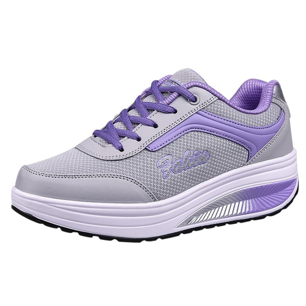 JAYCOSIN-Zapatillas de deporte de para mujer, zapatos de malla transpirable, aumento, fondo suave, zapatos con balancín, primavera