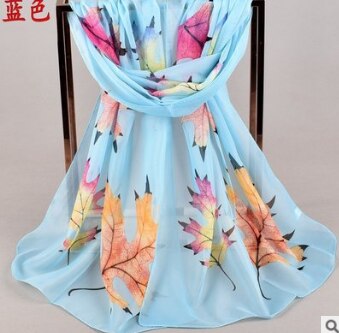 Fal/win esdoornblad chiffon sjaal zijden vierkante hijab coole sjaal dames foulard femme sjaals haar bufanda mujer: 1