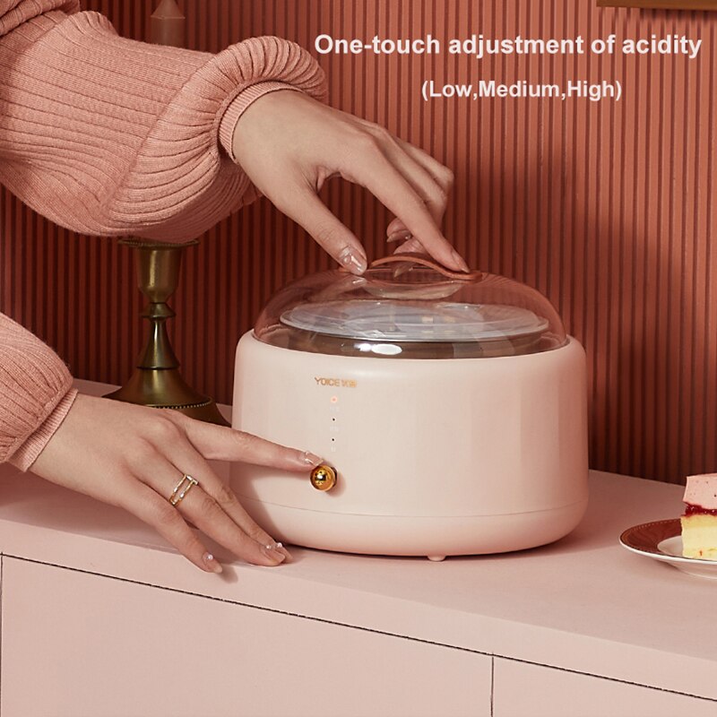 1L Yogurt Maker Portable Automatic Yogurt machine Household DIY Yogurt tools Kitchen appliance Stainless steel tank Pink 220V