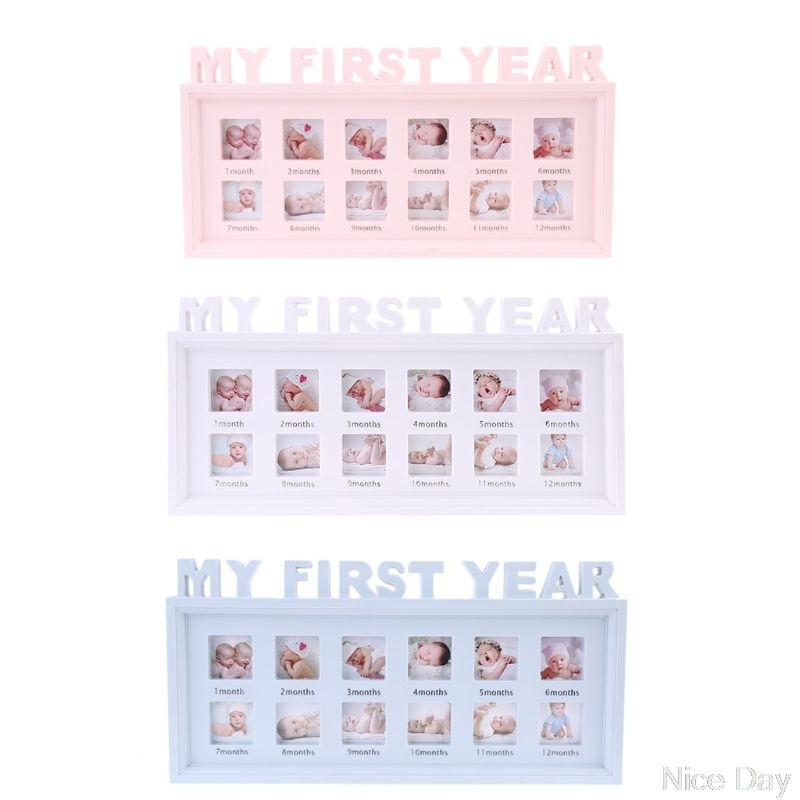 Cuadros creativos DIY de "Mi primer año" para bebé de 0 a 12 meses, marco de fotos de plástico, recuerdos conmemorativos para niños, A07 20