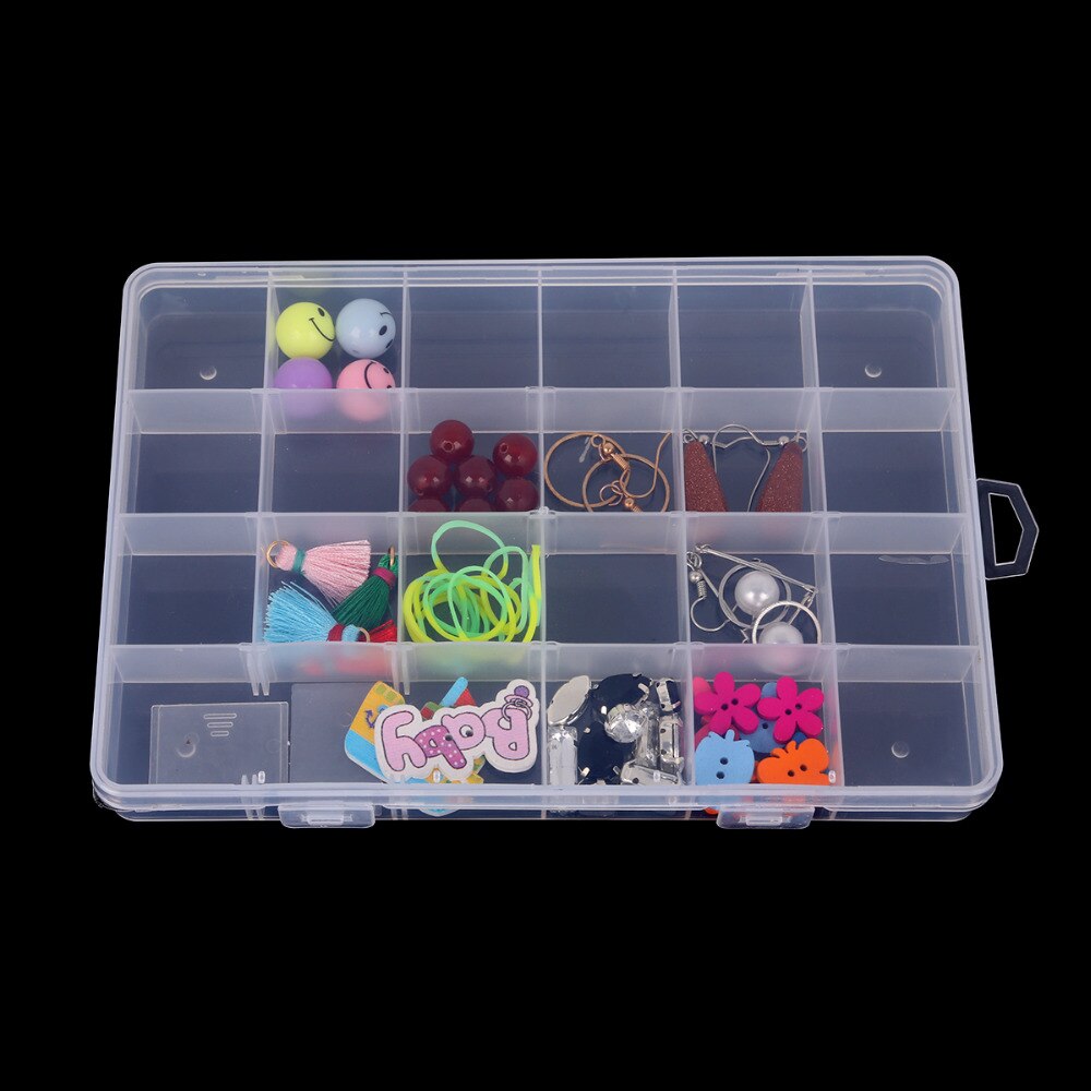 24 Slots Verstelbare Sieraden Opbergdoos Case Craft Organizer Kralen Multi Grids Transparant Plastic Opbergdoos Draagbare