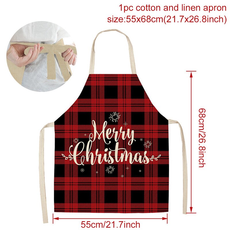 Tablier de noël joyeux noël treillis imprimé sans manches coton lin tabliers pour hommes femmes outils de nettoyage à domicile: Style 12