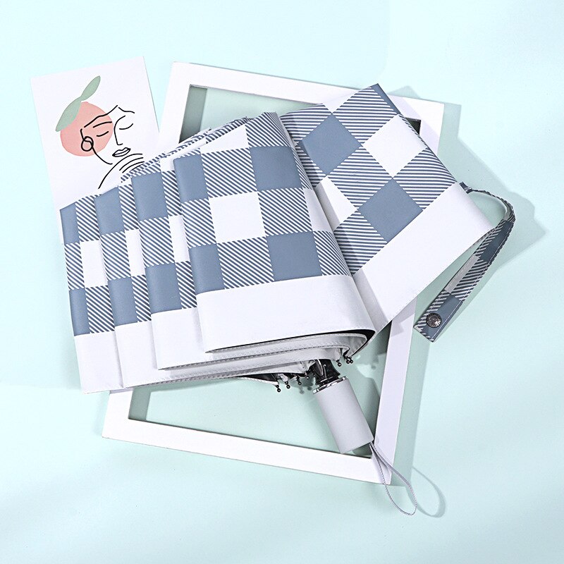 YADA Plaid Pattern Umbrellas Windproof Folding Rainy Umbrellas For Women Summer Unilever Umbrella YS200074