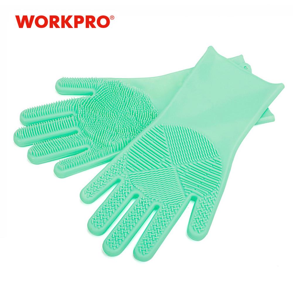 Workpro Keuken Siliconen Handschoenen Met Scrubber Magic Wassen Voor Huishoudelijke Schoonmaakmiddelen Multifunctionele Handschoenen