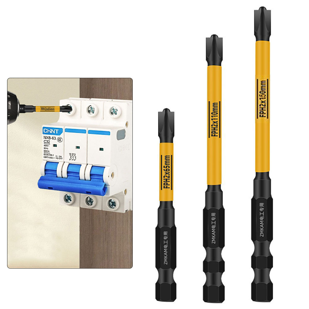 Magnetic Screwdriver Bit Nutdrivers FPH2 FPH2 65 110/150mm Electrician Special HRC60 Hardness Cross Impact Screwdriver Bits Tool