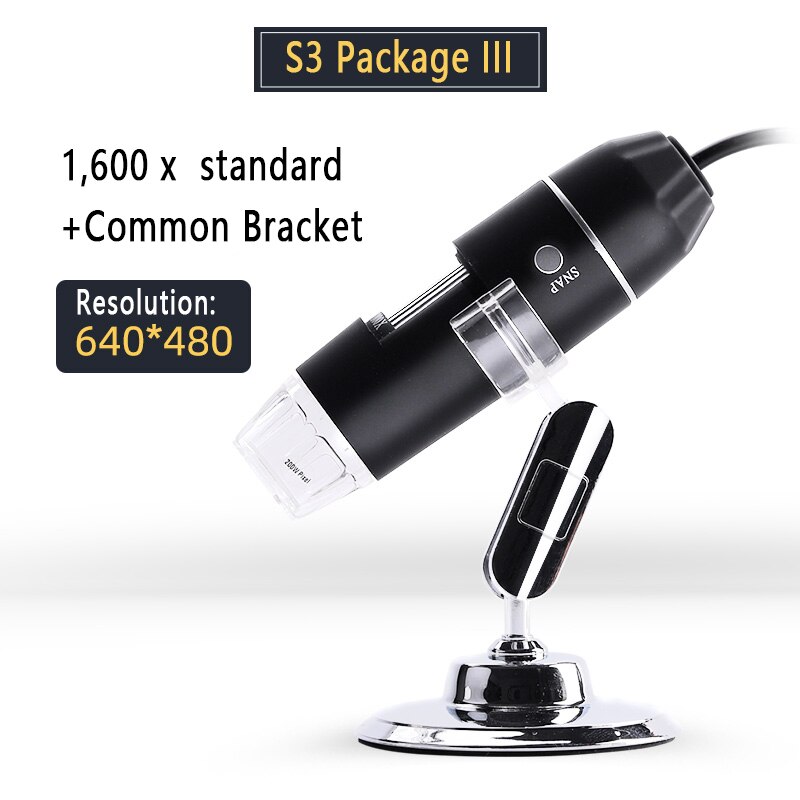 Caméra web macro HD pour ordinateur web, Microscope industriel, loupe de Zoom, ordinateur de bureau et ordinateur portable USB sans pilote avec LED lumières: Package three