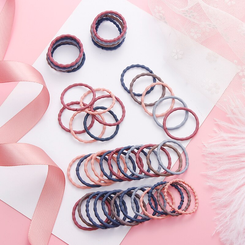 50PCS/Set Girls Colorful Basic Elastic Hair Bands Children Cute Ponytail Holder Rubber Band Headband Scrunchies Hair Accessories