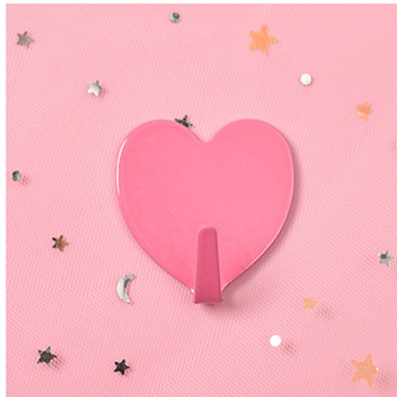 Gancho de Metal en forma de corazón para pegar en la pared, gancho adhesivo fuerte para cocina, sin rastro, para pegar en la puerta,: rose red