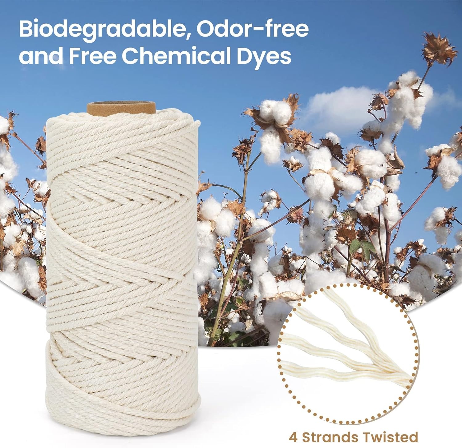 4 mm natuurlijk katoenen macrame touw macrame katoenen koord voor muuropknoping plantenhangers ambachten cadeauverpakking en bruiloftsdecoraties
