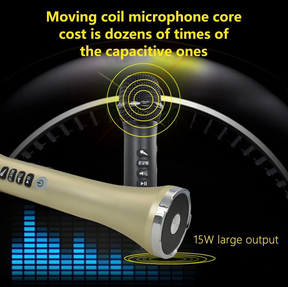 XIAOKOA L-698 Wireless Karaoke Microphone Bluetooth Speaker 2-in-1 Handheld Sing &amp; Recording Portable KTV Player for iOS/Android