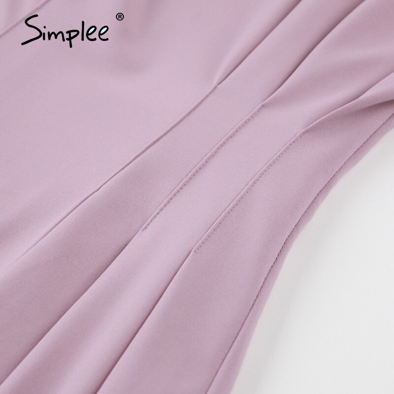 Simplee – robe courte plissée violette pour femme, vêtement féminin à manches bouffantes et à col rond, coupe ajustée, printemps