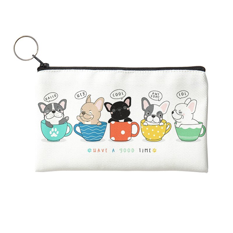 Nuovo portamonete Unisex semplice con stampa solida e simpatico cane con cerniera Lady Girls portafoglio portatile borsa piccola in tela per regali da ragazza: Style10
