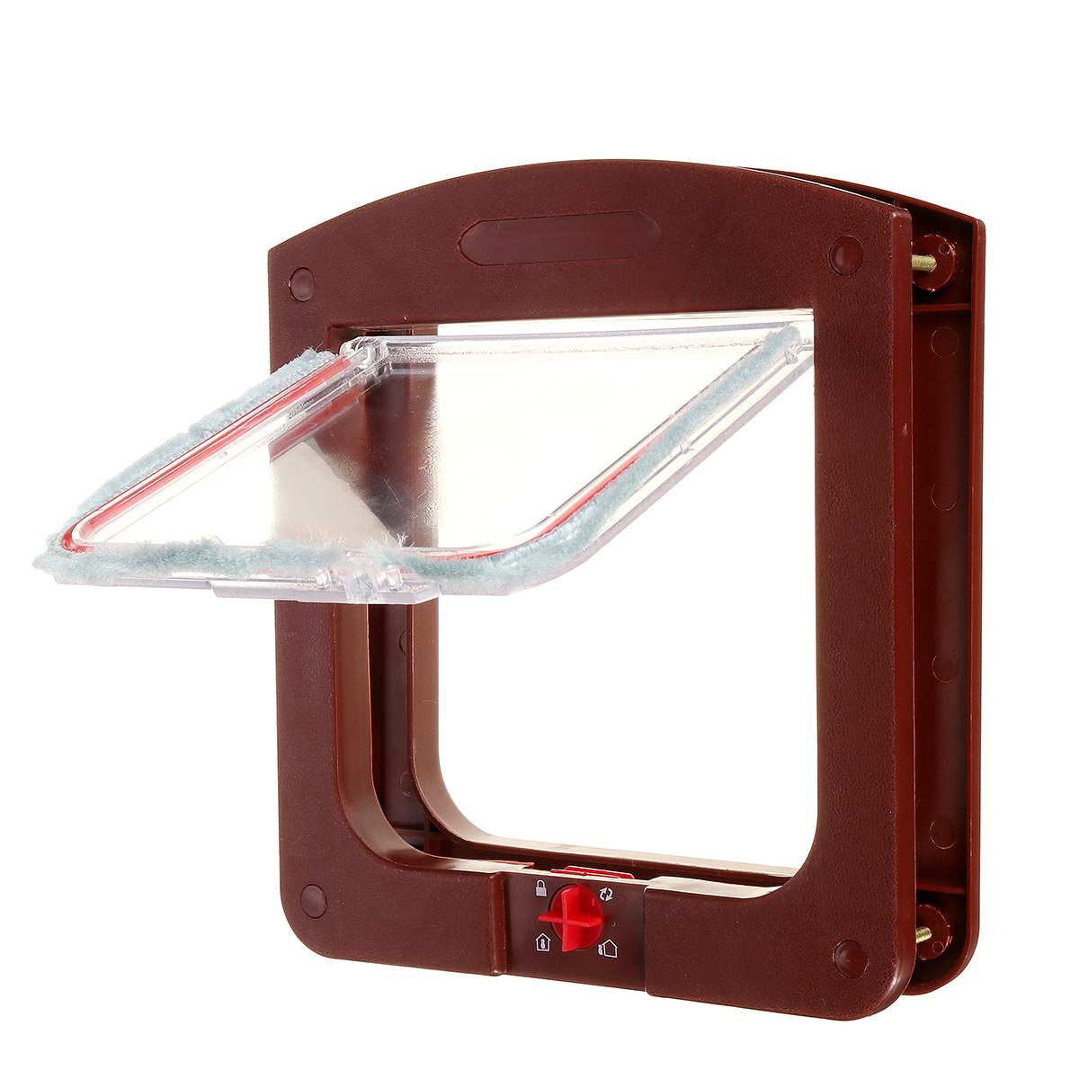 4 Way Lock Cat Dog Flap Door Safe Lockable Security Flap Door for Cat Puppy Dog Pet Gate Door Pet Supplies: Coffee