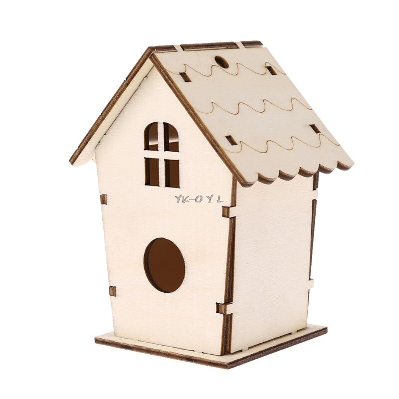 Natural Wooden Bird House Nest Wall-mounted Garden Outdoor Bird Cage Box
