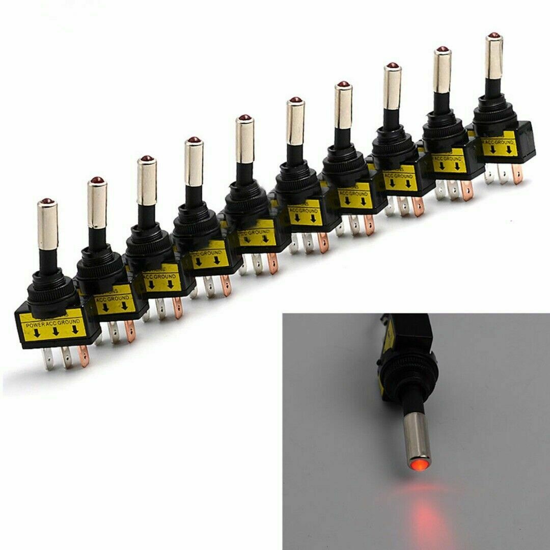 12V 20A Car Auto Red LED Light Toggle Rocker Switch 3Pin SPST ON/OFF Sales