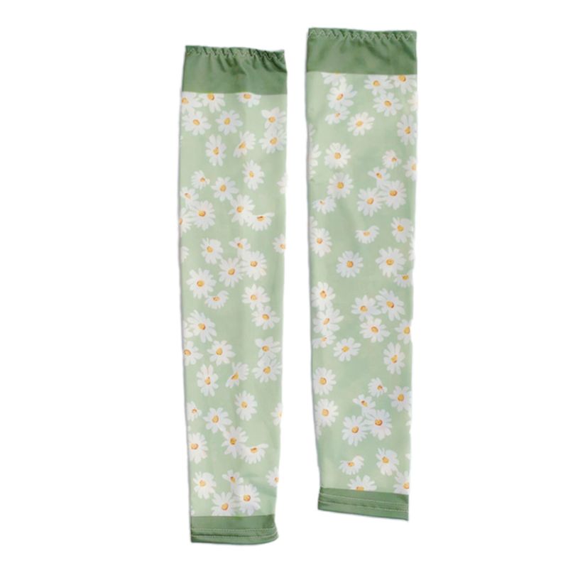 Unisex sommer solcreme arm ærmer søde daisy blomster jordbær print uv beskyttelse is silke kørsel fingerløse handsker