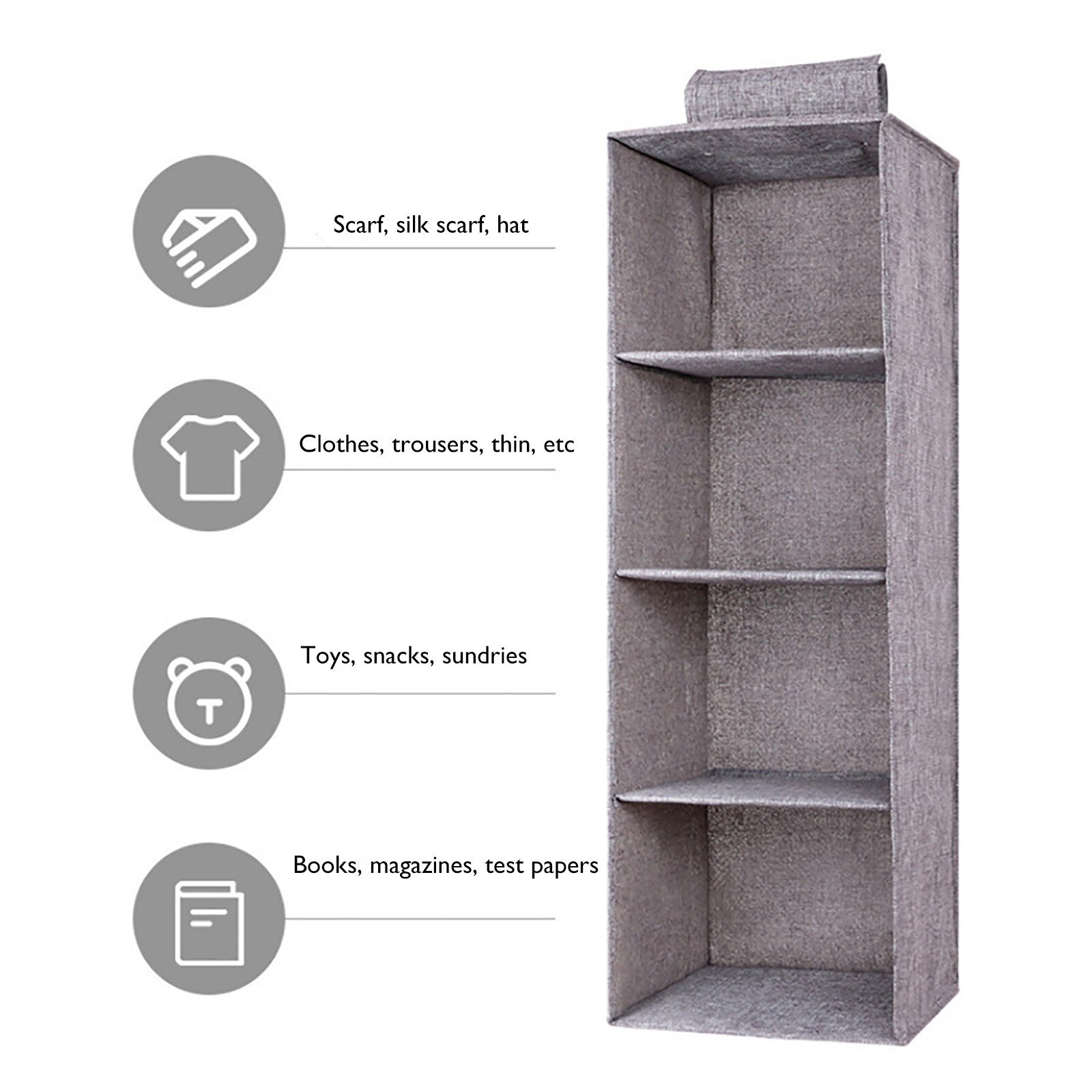 40# Hanging Multi-layer Storage Bag Organizer For Clothes Cotton Linen Hanging Bag Washable Drawer Type Bedroom Closet Organizer