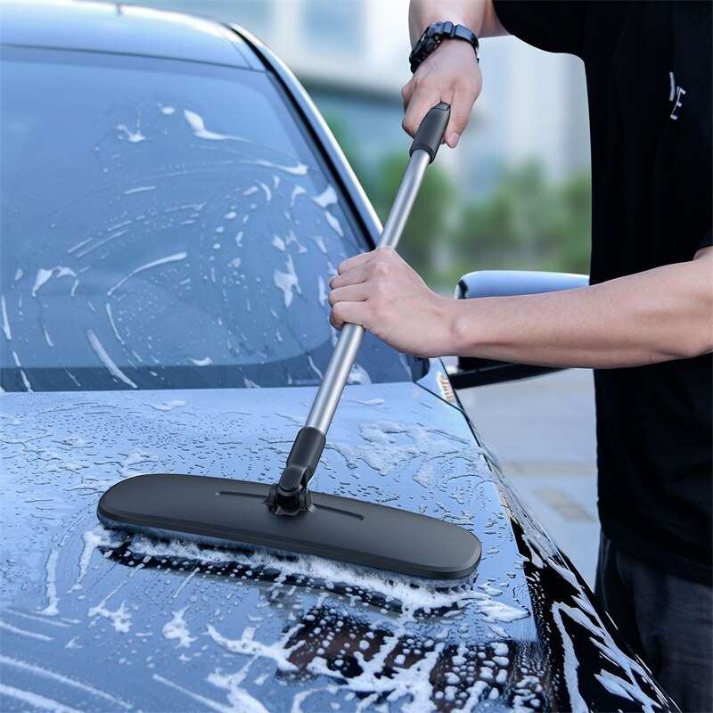 Baseus-mopa para suelo de microfibra cepillo de lavado de coches, manos libres, cepillos de limpieza de vehículos, mopa plana suave, herramientas de limpieza del hogar: Black