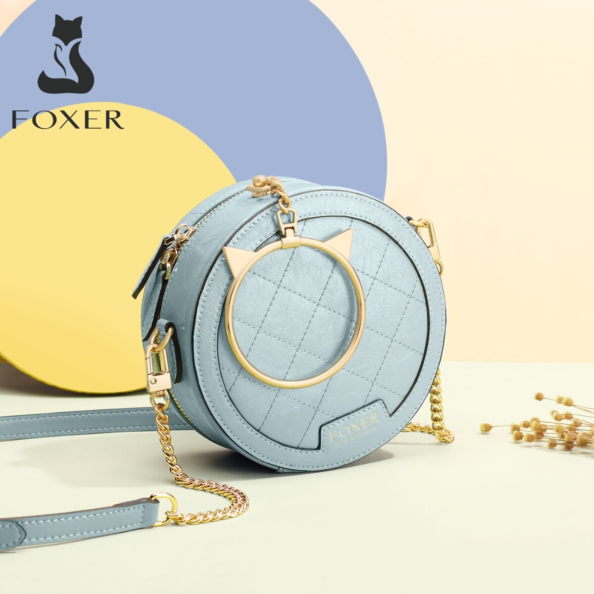 FOXER-sac à bandoulière en croûte de cuir | Sacoche ronde pour dames, défilé de , pochette ronde de fête pour femmes, Mini sac à main: 954062F1F