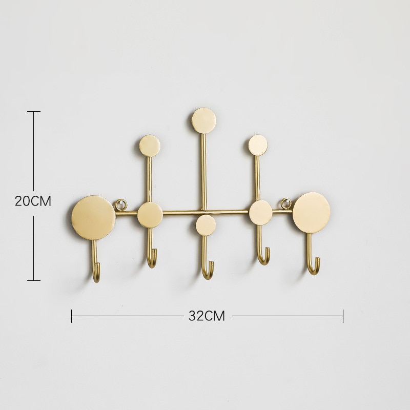 Gold /Black Wall Hook Storage Nordic Entrance Key Hanger Home Decoration Wall Hanging Fitting Room Clothes Coat Hook: Gold 5 hooks
