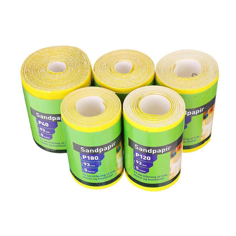 Grit 40 60 80 120 180 5M Fast Sandpaper 1pc Yellow Aluminium Oxide Sanding Roll Woodwork Metalwork Hand Abrasive Tool
