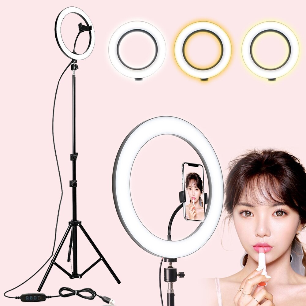 Led Ring Licht Dimbare 5500K Lamp Fotografie Camera Foto Studio Telefoon Video Ring Lichten Vanity Lights Dressing Lamp