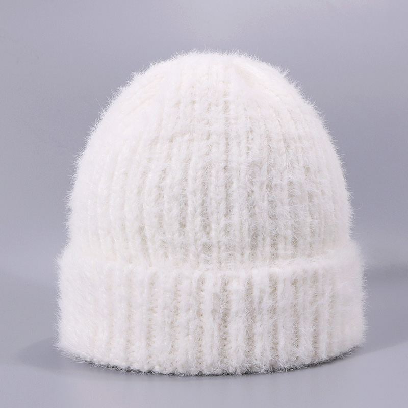 Konijnenbont Muts - Winter Warme Gebreide Dikke Muts voor Dames Heren - Casual Effen Stijl - 55-60cm Hoofdomtrek: I