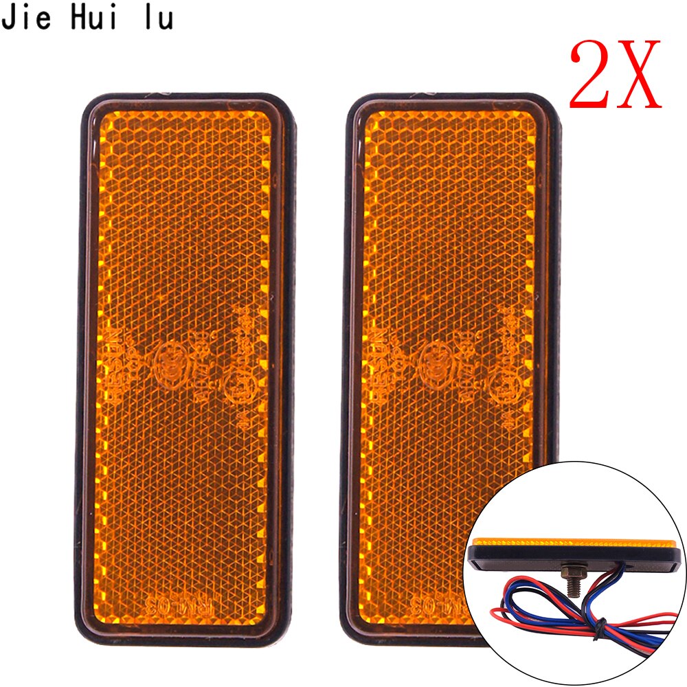 1 Pair 24LED Rectangle Motorcycle Reflector Tail Brake Turn Signal Light Lamp Car ATV LED Reflectors Truck Side Warning Light