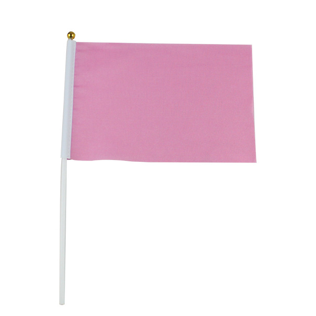 14X21cm Kleine Vlaggen Zwaaien Rood Geel Blauw Groen Roze Kleur Drijvende Vlag Pure Kleur Vlaggen Ochtend Oefeningen Vlag Gratis: pink