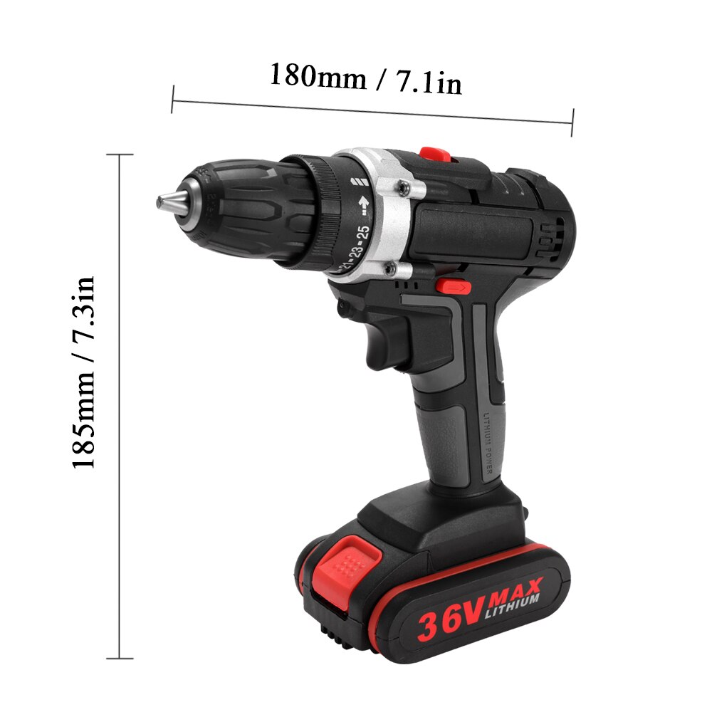Taladro eléctrico multifuncional de impacto, batería de litio, taladro de mano inalámbrico recargable, herramientas eléctricas, bricolaje, 36V
