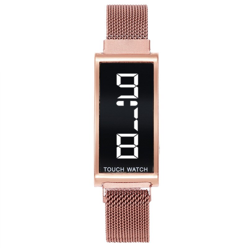 Digital Watch Women Luxury Rectangle Alloy Dial Led Watches Sport Unisex Men Kid Wristwatch Electronic Reloj Mujer: Rose Gold