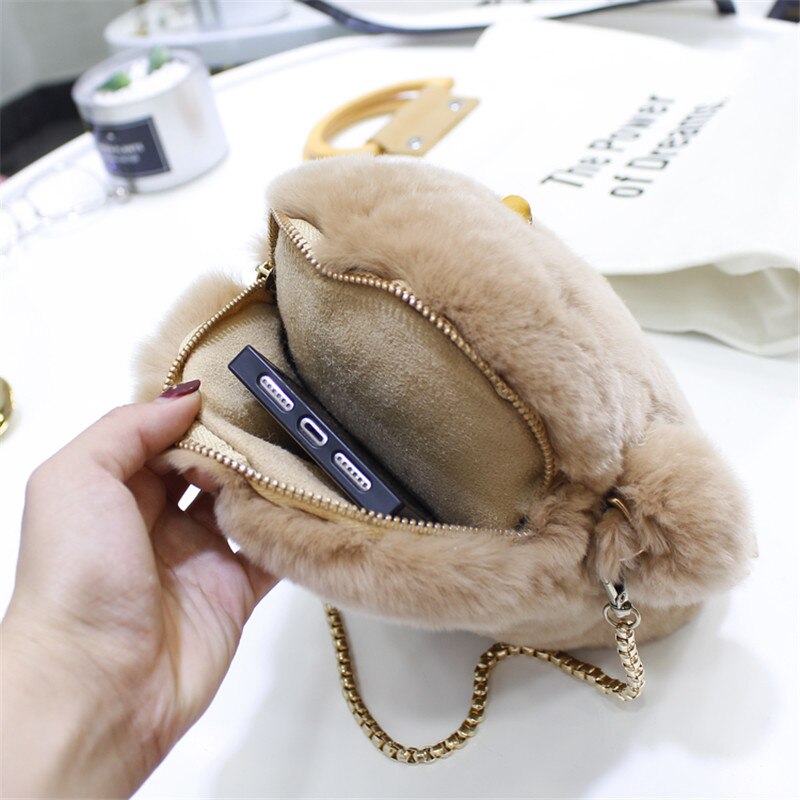 Wilde kleine tassen damestassen high-end tassen blijf schattig schattige pluchen messenger bag eenvoudige vloed