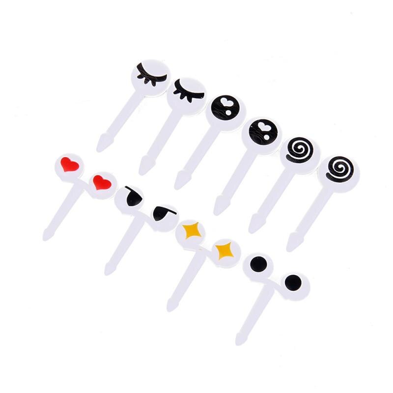 Fruit Fork Decorative Sticks Kids Lunch Bento Box Accessories 10 Pcs/Set Mini Eye Fruit Fork Reusable Plastic: Default Title
