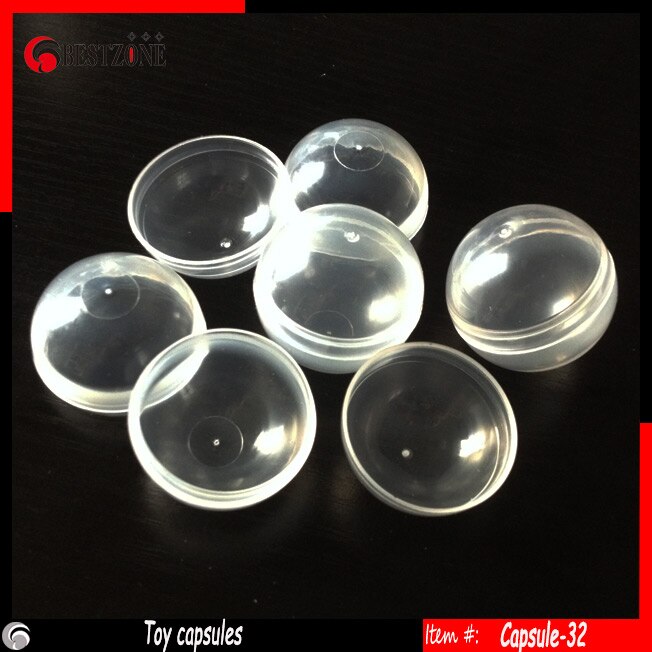 32mm Transparant Lege Plastic speelgoed capsules voor bal automaat capsules, ronde clear ballen 40 stks/partij