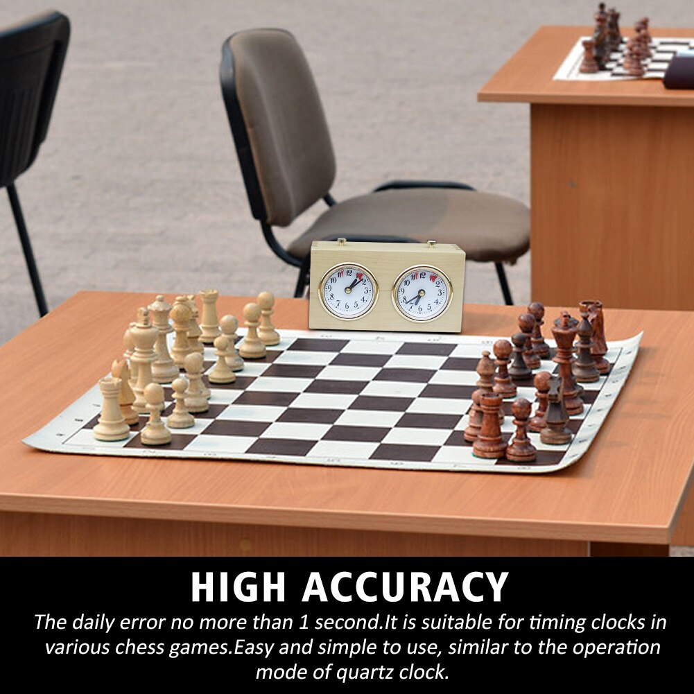 Countdown Analog Board Game Easy Operate Portable Wooden Mechanical Competition Accurate Chess Clock Timing Tools Durable