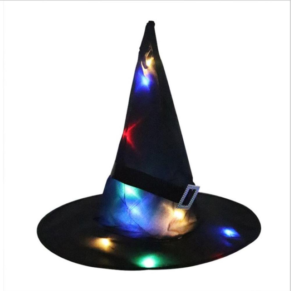 1pcs Halloween Witch Hat with LED Light Glowing Hanging Decor Suspension Tree Glowing Hat for Kids Party Supplies